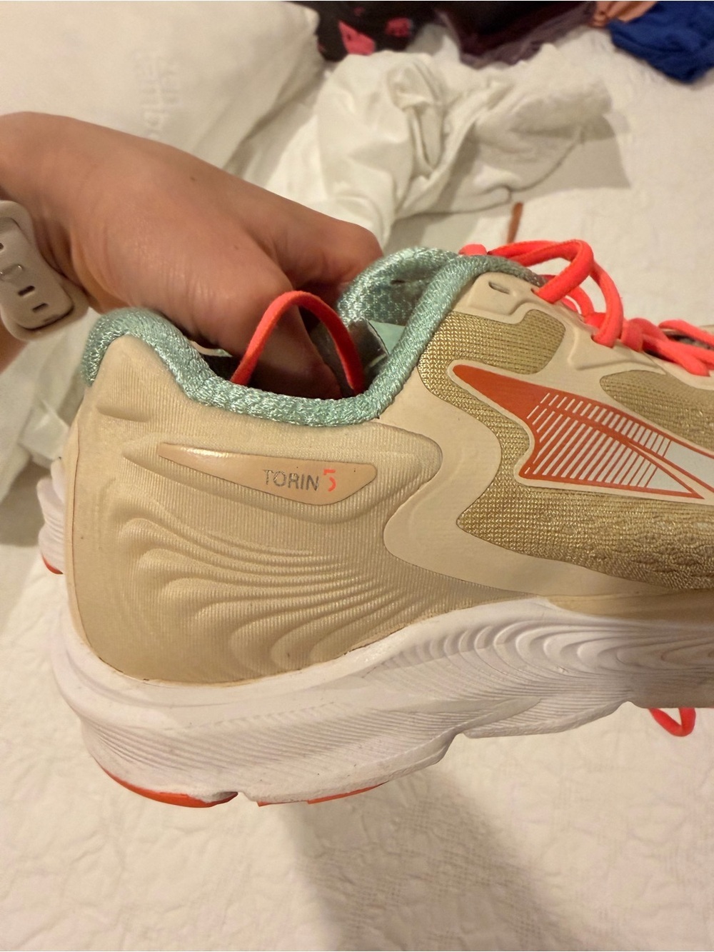 Altra Women's Beige Athletic Shoes with Coral Laces - Picture 8 of 8